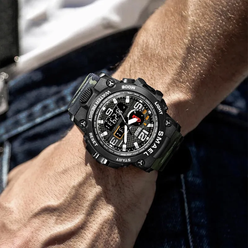 SMAEL Brand Luxury Military Sports Watches Men Quartz Analog LED Digital Watch Man Waterproof Clock Dual Display Wristwatches