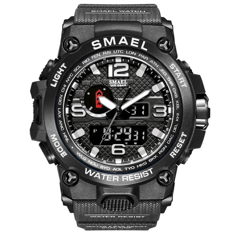 SMAEL Brand Luxury Military Sports Watches Men Quartz Analog LED Digital Watch Man Waterproof Clock Dual Display Wristwatches