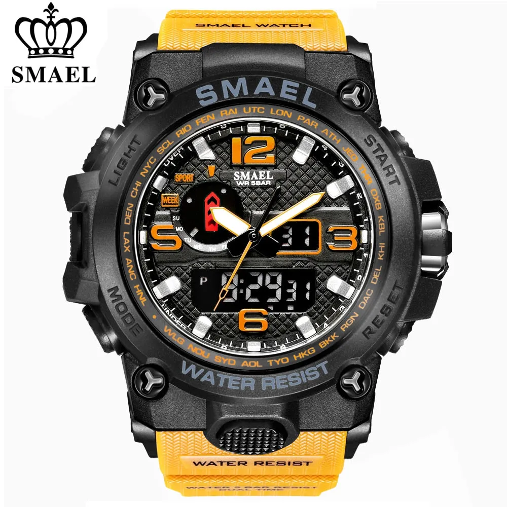 SMAEL Brand Luxury Military Sports Watches Men Quartz Analog LED Digital Watch Man Waterproof Clock Dual Display Wristwatches