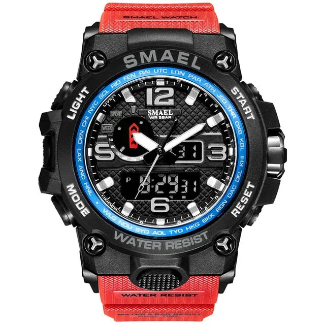 SMAEL Brand Luxury Military Sports Watches Men Quartz Analog LED Digital Watch Man Waterproof Clock Dual Display Wristwatches