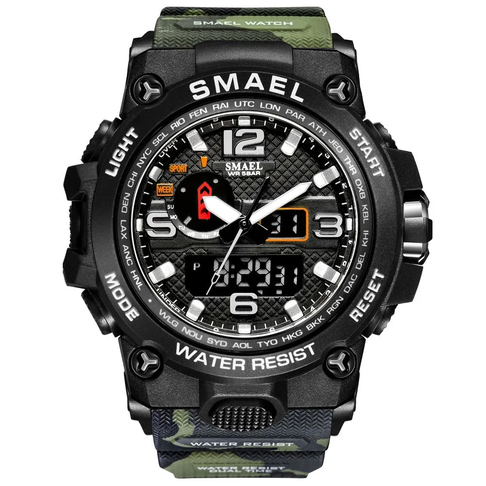 SMAEL Brand Luxury Military Sports Watches Men Quartz Analog LED Digital Watch Man Waterproof Clock Dual Display Wristwatches