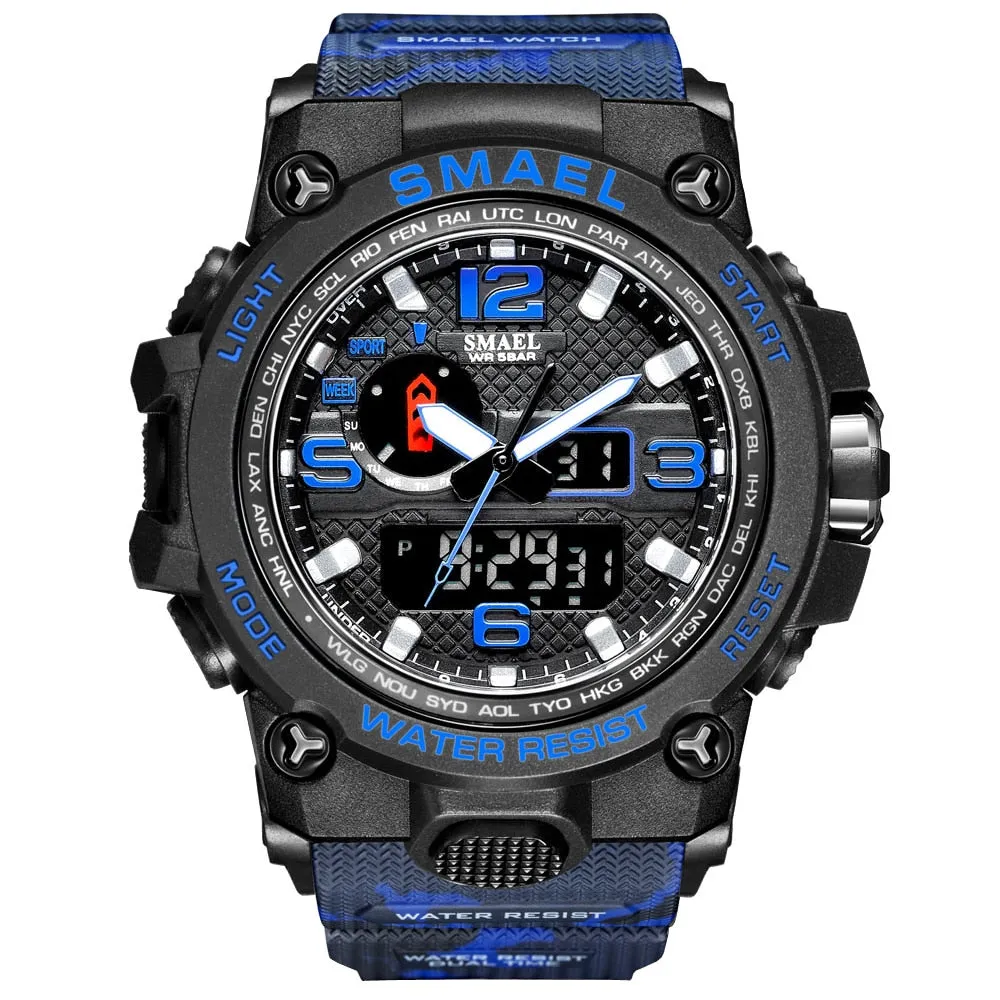 SMAEL Brand Luxury Military Sports Watches Men Quartz Analog LED Digital Watch Man Waterproof Clock Dual Display Wristwatches