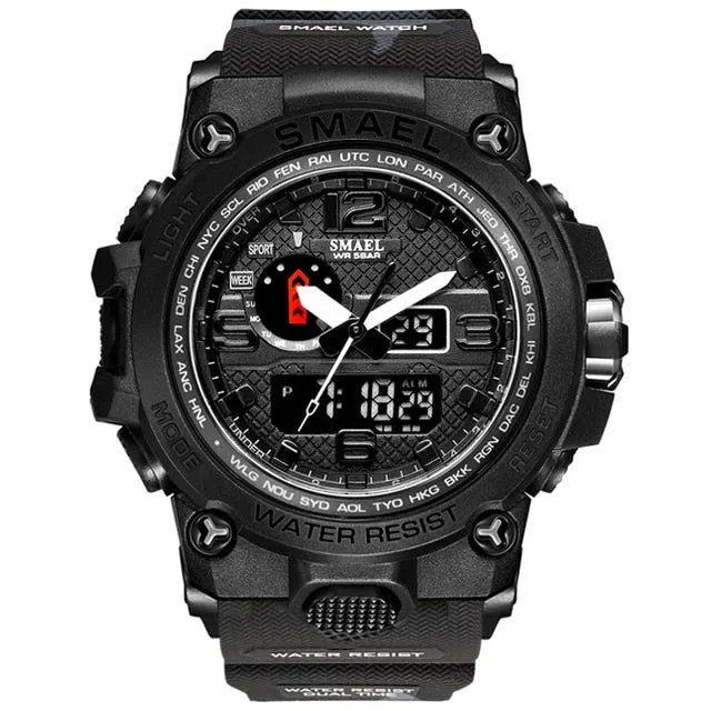 SMAEL Brand Luxury Military Sports Watches Men Quartz Analog LED Digital Watch Man Waterproof Clock Dual Display Wristwatches