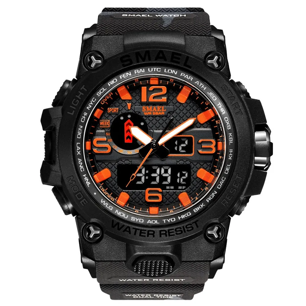 SMAEL Brand Luxury Military Sports Watches Men Quartz Analog LED Digital Watch Man Waterproof Clock Dual Display Wristwatches