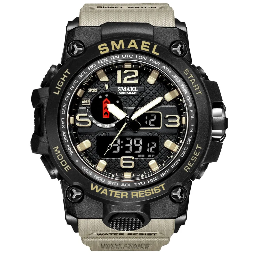 SMAEL Brand Luxury Military Sports Watches Men Quartz Analog LED Digital Watch Man Waterproof Clock Dual Display Wristwatches