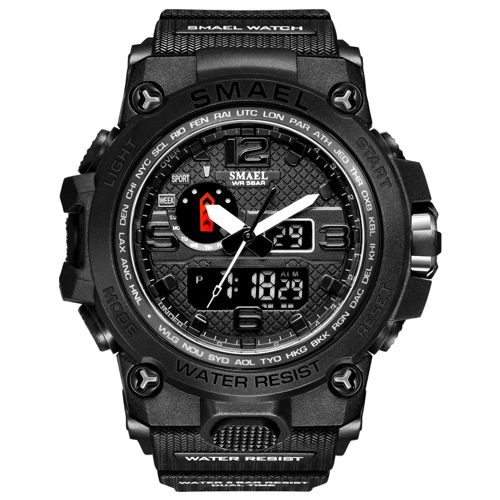 SMAEL Brand Luxury Military Sports Watches Men Quartz Analog LED Digital Watch Man Waterproof Clock Dual Display Wristwatches