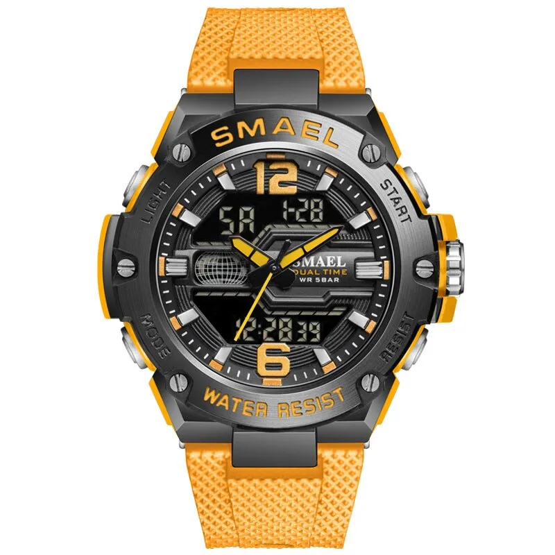 SMAEL Brand New Mens Sport Waterproof Wristwatch Fashion Double Display Digital Quartz Watch Men LED Military Army Date Watches