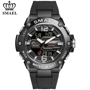 SMAEL Brand New Mens Sport Waterproof Wristwatch Fashion Double Display Digital Quartz Watch Men LED Military Army Date Watches