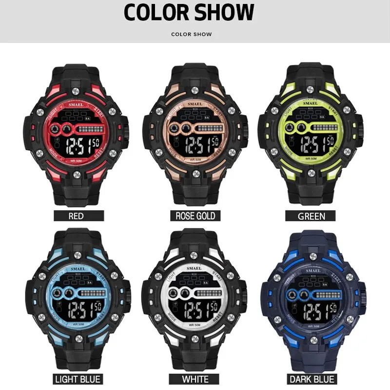 SMAEL Fashion Digital Wristwatches Top Brand Clock Men Military Watches Men&#39;s Sports LED Electronic Date Calendar Watch Relogio