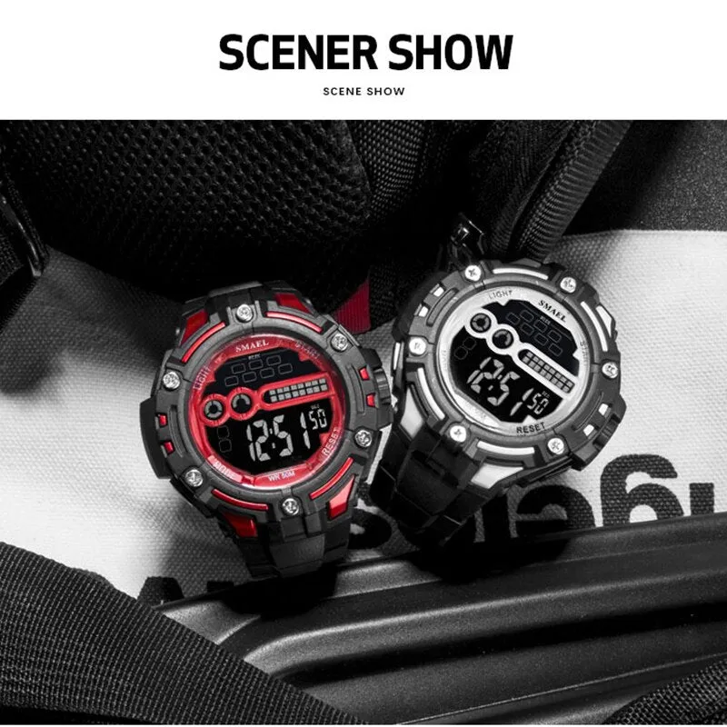 SMAEL Fashion Digital Wristwatches Top Brand Clock Men Military Watches Men&#39;s Sports LED Electronic Date Calendar Watch Relogio