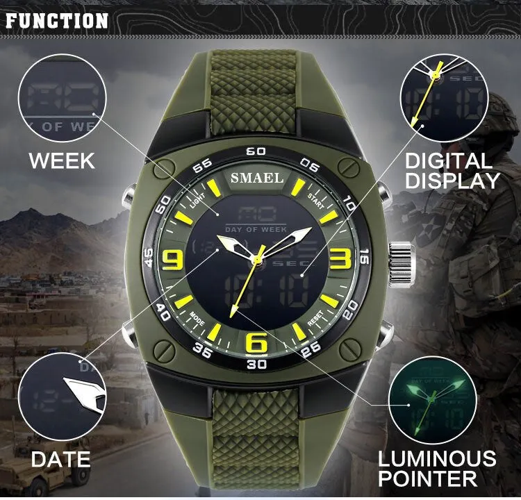 SMAEL Male Analog Quartz Digital Watch Automatic Date Fashion Watches Men Waterproof LED Sport Military-Watch Shock Clock Men&#39;s