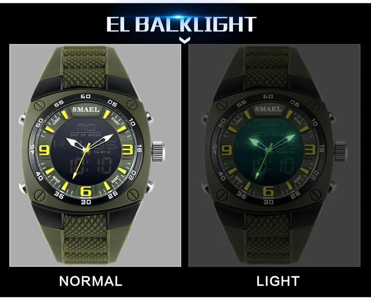 SMAEL Male Analog Quartz Digital Watch Automatic Date Fashion Watches Men Waterproof LED Sport Military-Watch Shock Clock Men&#39;s