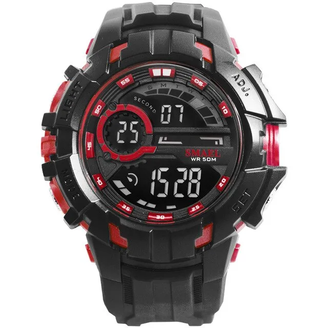 smael men LED digital clock wristwatches golden electronic big dial watches mens 50M waterproof outdoor sports watch military