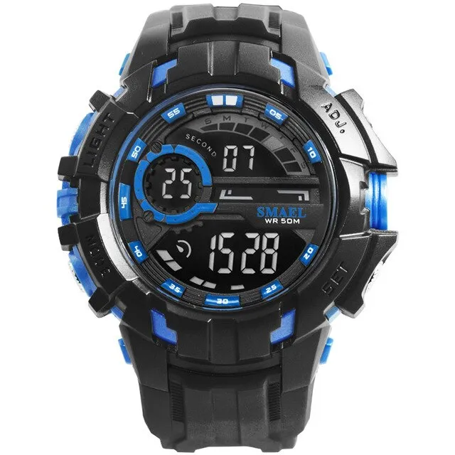 smael men LED digital clock wristwatches golden electronic big dial watches mens 50M waterproof outdoor sports watch military