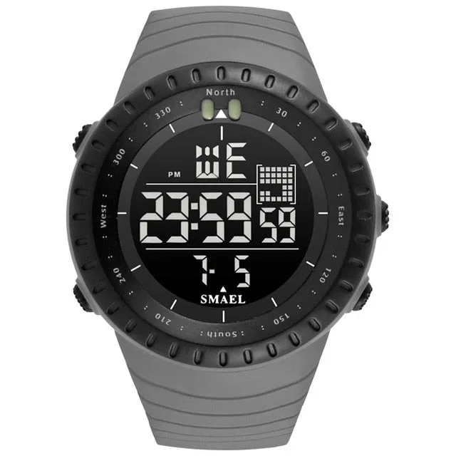 SMAEL Men Outdoor Sports Electronic chronograph 2022 New Men&#39;s Watch Big Dial Digital 50M waterproof Digital LED Wrist Watches