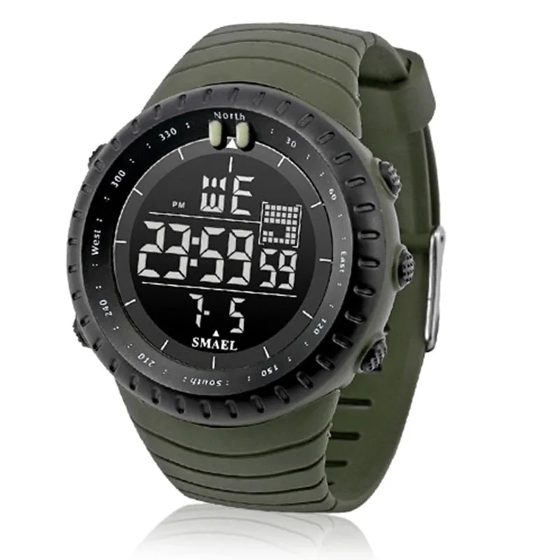 SMAEL Men Outdoor Sports Electronic chronograph 2022 New Men&#39;s Watch Big Dial Digital 50M waterproof Digital LED Wrist Watches