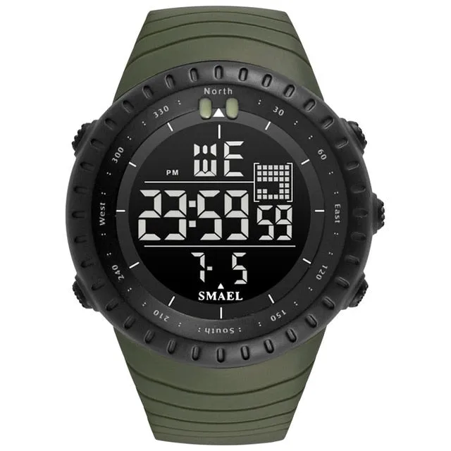 SMAEL Men Outdoor Sports Electronic chronograph 2022 New Men&#39;s Watch Big Dial Digital 50M waterproof Digital LED Wrist Watches