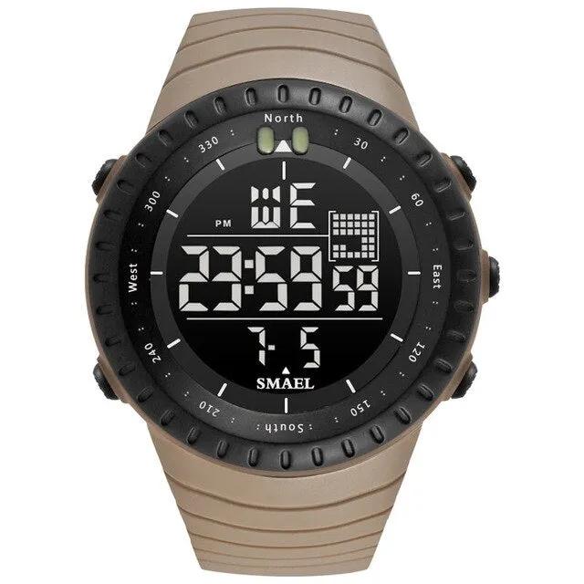 SMAEL Men Outdoor Sports Electronic chronograph 2022 New Men&#39;s Watch Big Dial Digital 50M waterproof Digital LED Wrist Watches