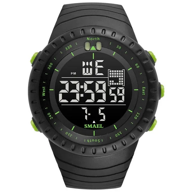 SMAEL Men Outdoor Sports Electronic chronograph 2022 New Men&#39;s Watch Big Dial Digital 50M waterproof Digital LED Wrist Watches