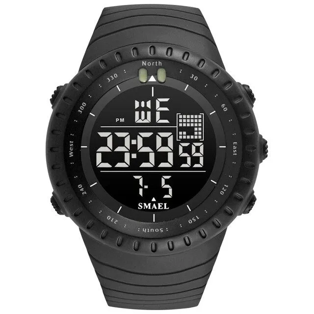SMAEL Men Outdoor Sports Electronic chronograph 2022 New Men&#39;s Watch Big Dial Digital 50M waterproof Digital LED Wrist Watches