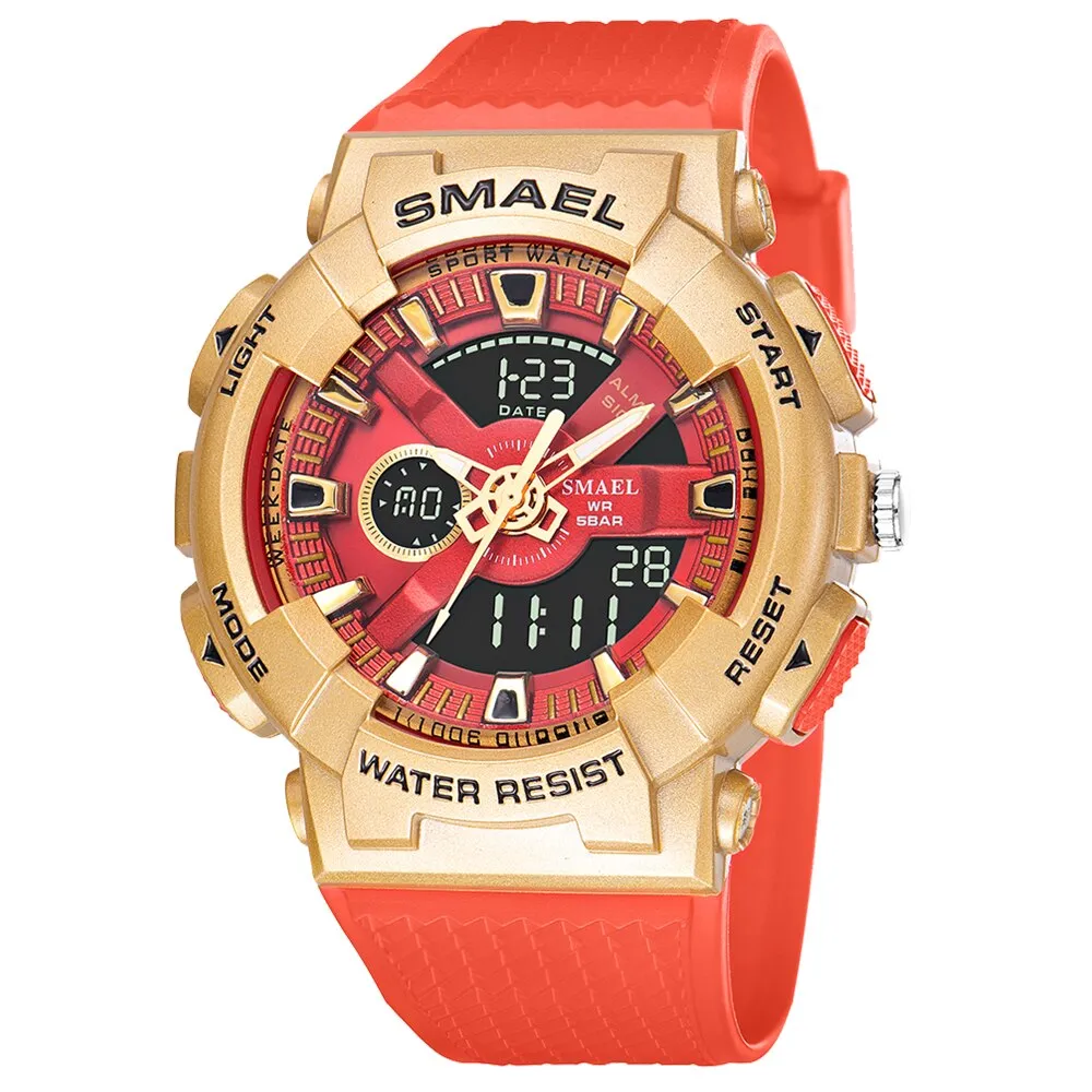 SMAEL Men Sport Watches For Men Alarm Military Stopwatch LED Digital Back Light Dual Time Display 8006 Male Wristwatch Army