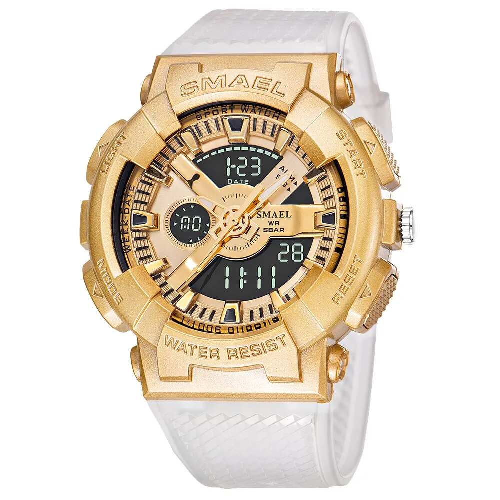 SMAEL Men Sport Watches For Men Alarm Military Stopwatch LED Digital Back Light Dual Time Display 8006 Male Wristwatch Army