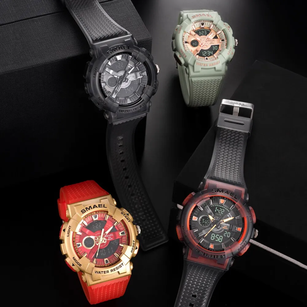 SMAEL Men Sport Watches For Men Alarm Military Stopwatch LED Digital Back Light Dual Time Display 8006 Male Wristwatch Army