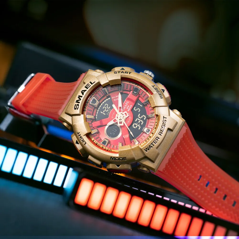 SMAEL Men Sport Watches For Men Alarm Military Stopwatch LED Digital Back Light Dual Time Display 8006 Male Wristwatch Army