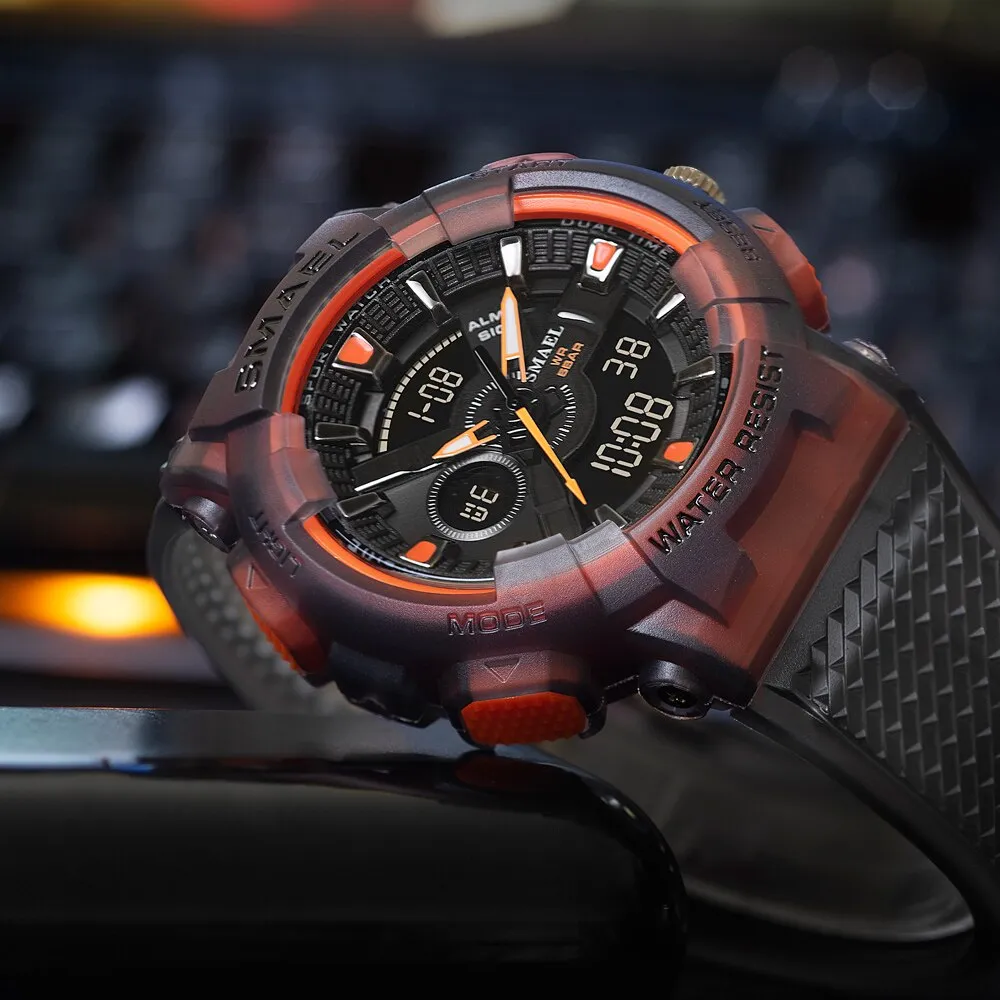 SMAEL Men Sport Watches For Men Alarm Military Stopwatch LED Digital Back Light Dual Time Display 8006 Male Wristwatch Army