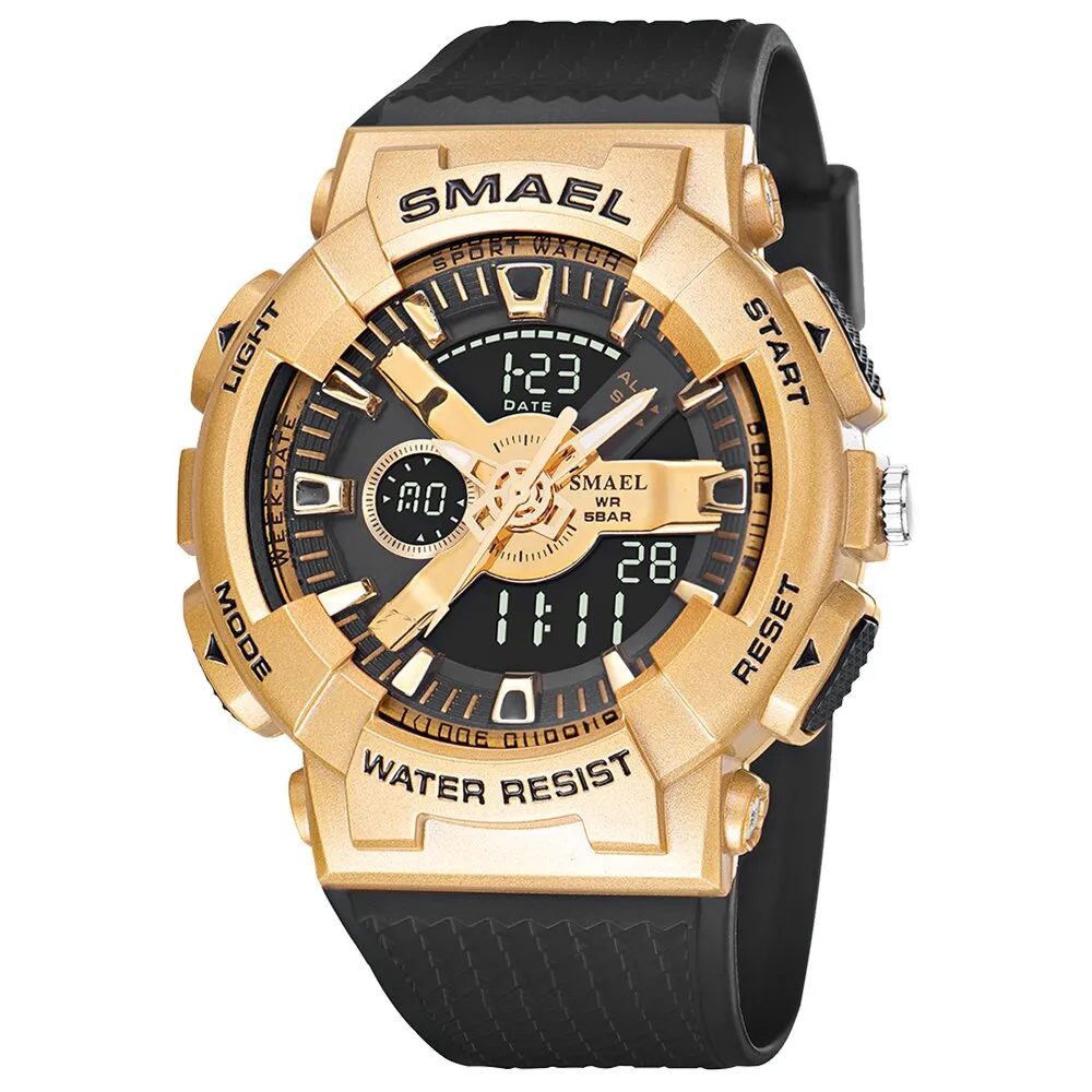 SMAEL Men Sport Watches For Men Alarm Military Stopwatch LED Digital Back Light Dual Time Display 8006 Male Wristwatch Army