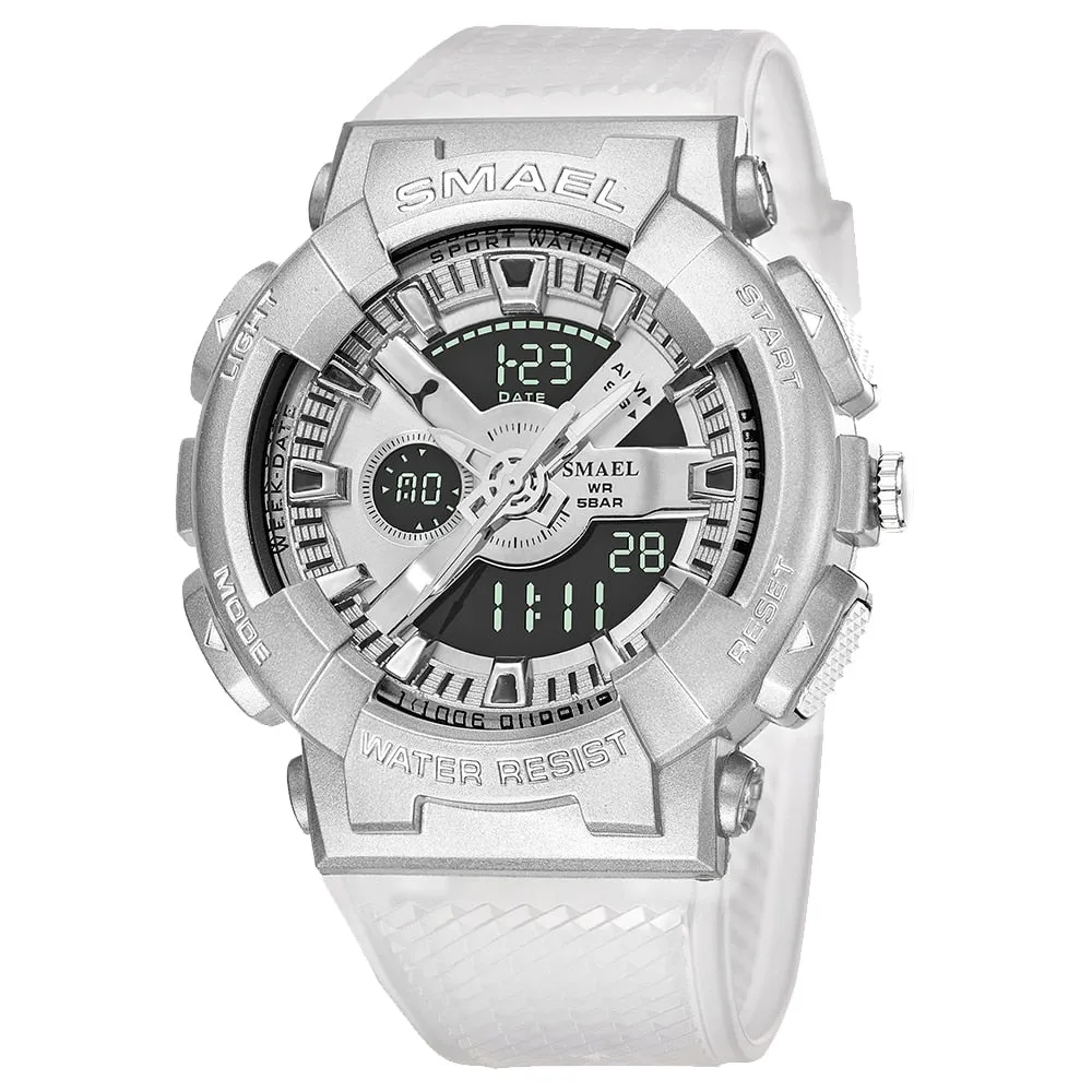 SMAEL Men Sport Watches For Men Alarm Military Stopwatch LED Digital Back Light Dual Time Display 8006 Male Wristwatch Army