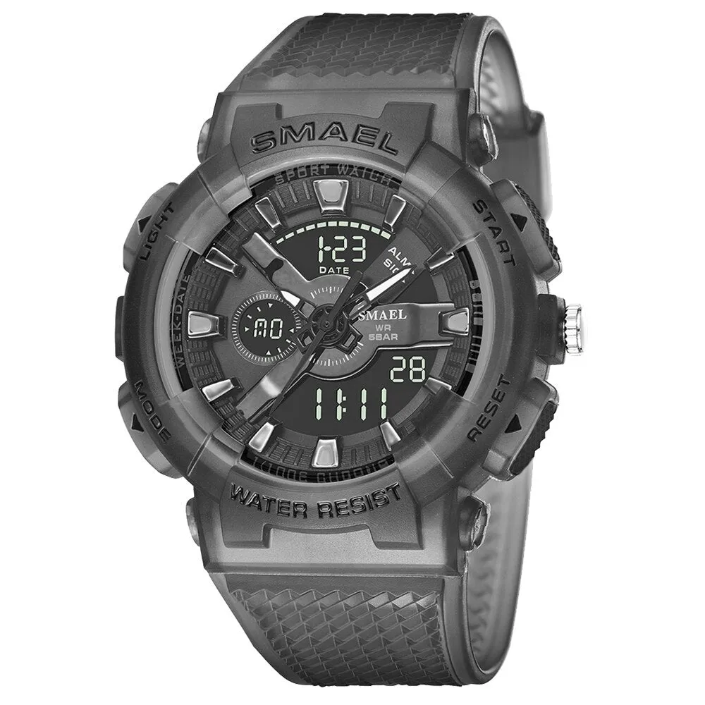 SMAEL Men Sport Watches For Men Alarm Military Stopwatch LED Digital Back Light Dual Time Display 8006 Male Wristwatch Army