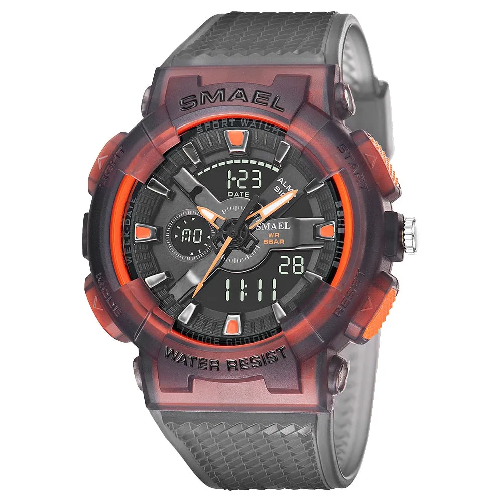SMAEL Men Sport Watches For Men Alarm Military Stopwatch LED Digital Back Light Dual Time Display 8006 Male Wristwatch Army