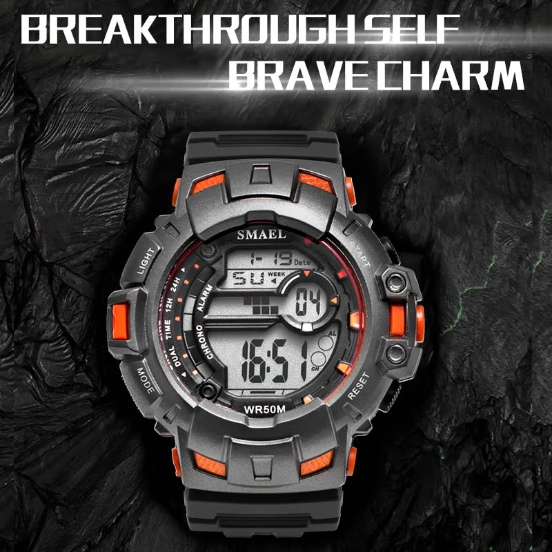 SMAEL Men Sports Watches Luxury Brand Military Digital Watch 50M Waterproof Swimming Outdoor Climbing Wristwatch Men&#39;s Masculino