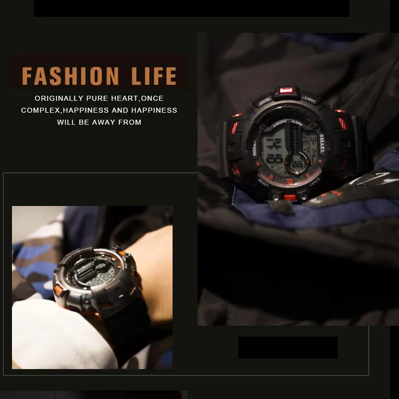 SMAEL Men Sports Watches Luxury Brand Military Digital Watch 50M Waterproof Swimming Outdoor Climbing Wristwatch Men&#39;s Masculino