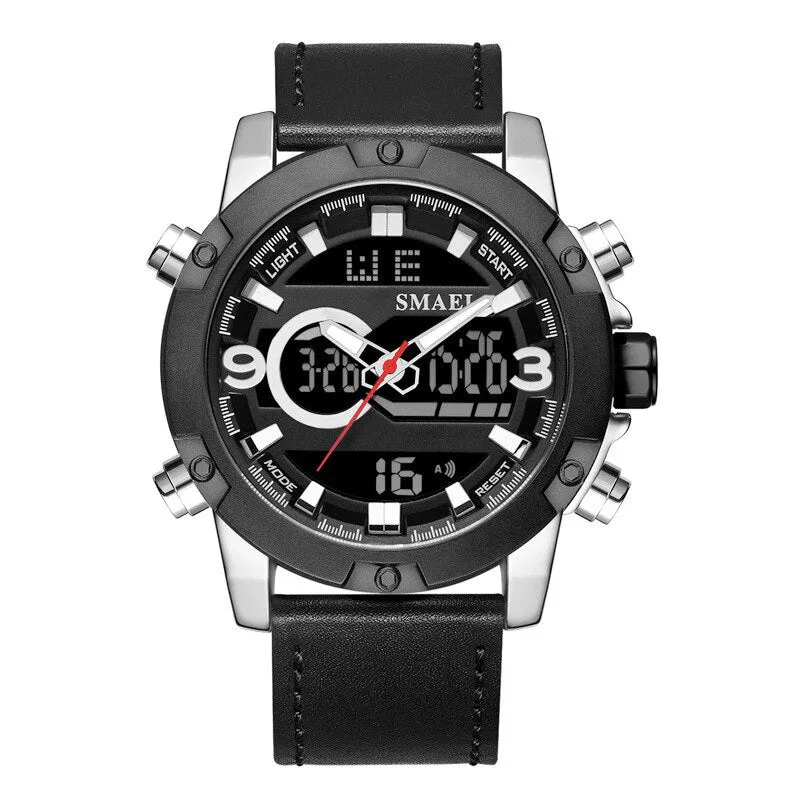 SMAEL Mens Watches Top Brand Luxury Fashion Quartz Digital Watch Men Genuine Leather Sports Military Wrist Watch For Male Clock