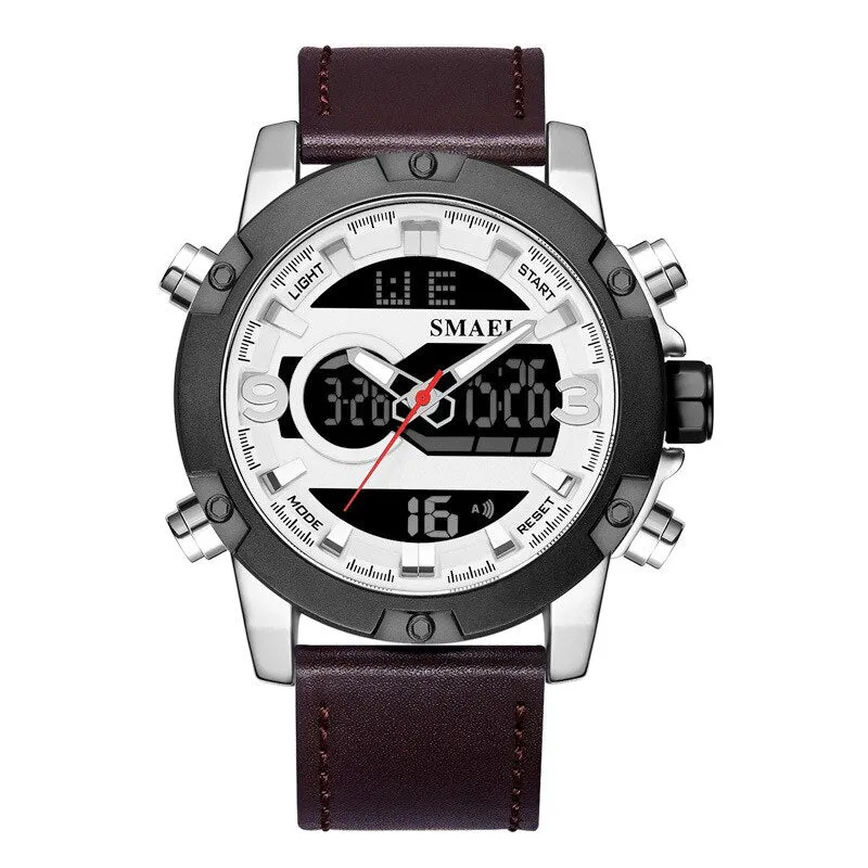 SMAEL Mens Watches Top Brand Luxury Fashion Quartz Digital Watch Men Genuine Leather Sports Military Wrist Watch For Male Clock