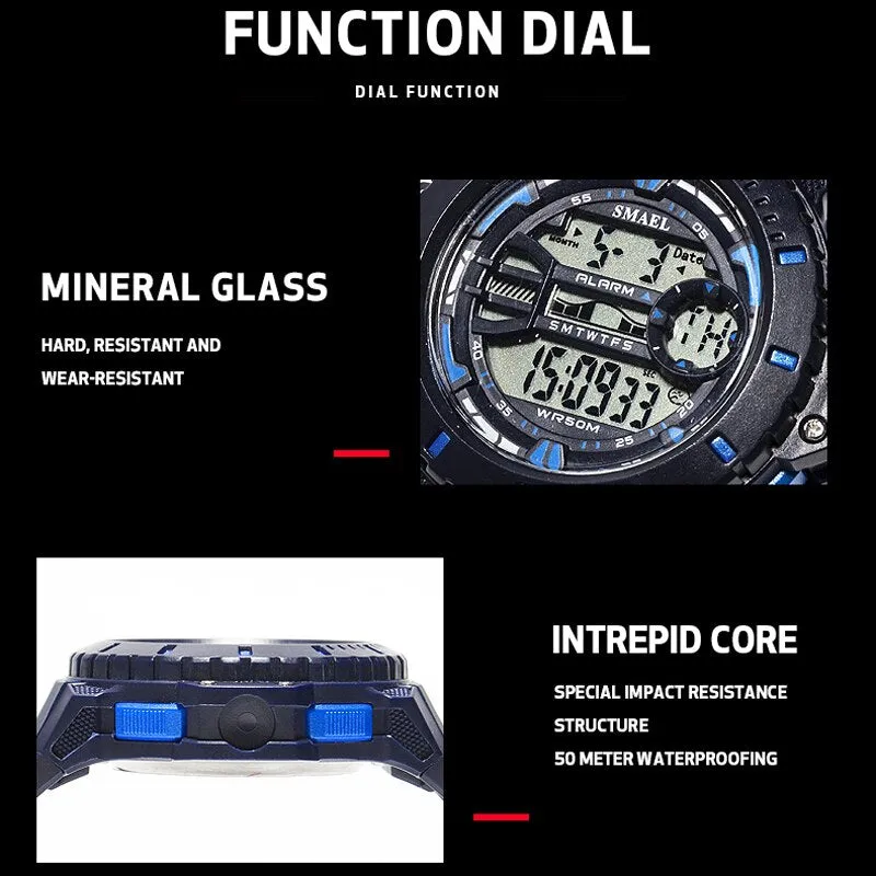 SMAEL Outdoor Leisure Digital Watch Fashion Men&#39;s Sports Watches LED  Display Army Military Wristwatches Male Relogio Masculino