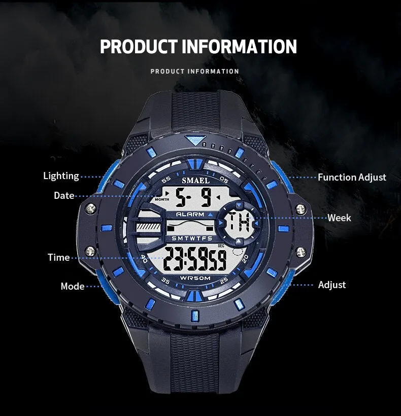SMAEL Outdoor Leisure Digital Watch Fashion Men&#39;s Sports Watches LED  Display Army Military Wristwatches Male Relogio Masculino