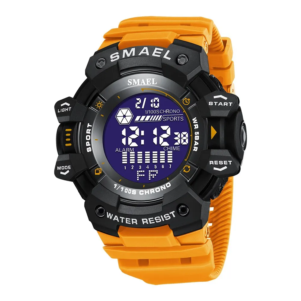 SMAEL Outdoor Sport Watch Digital Watches Men Fashion Led Light Stopwatch Alarm WristWatch Mens Big Dial Military Clock For Male