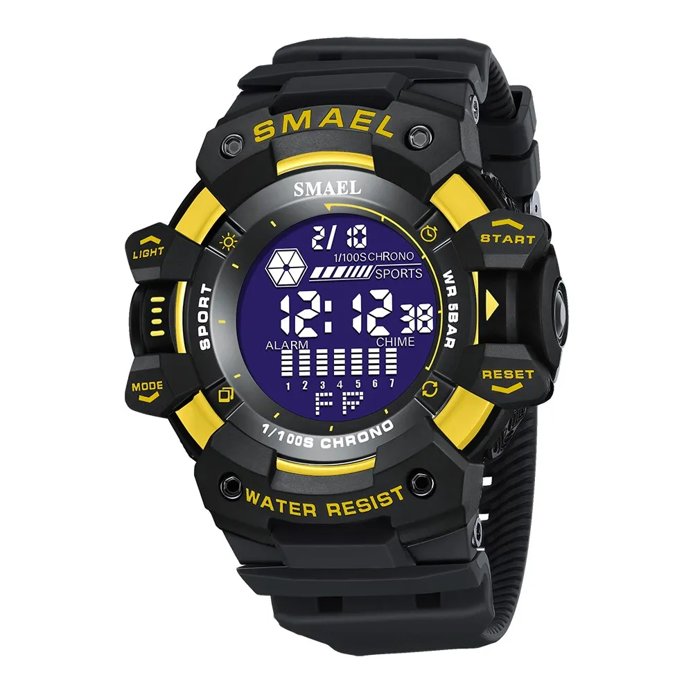 SMAEL Outdoor Sport Watch Digital Watches Men Fashion Led Light Stopwatch Alarm WristWatch Mens Big Dial Military Clock For Male