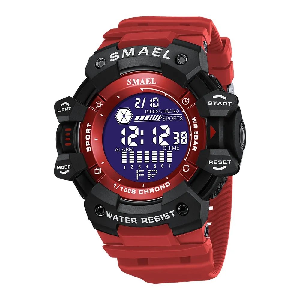SMAEL Outdoor Sport Watch Digital Watches Men Fashion Led Light Stopwatch Alarm WristWatch Mens Big Dial Military Clock For Male
