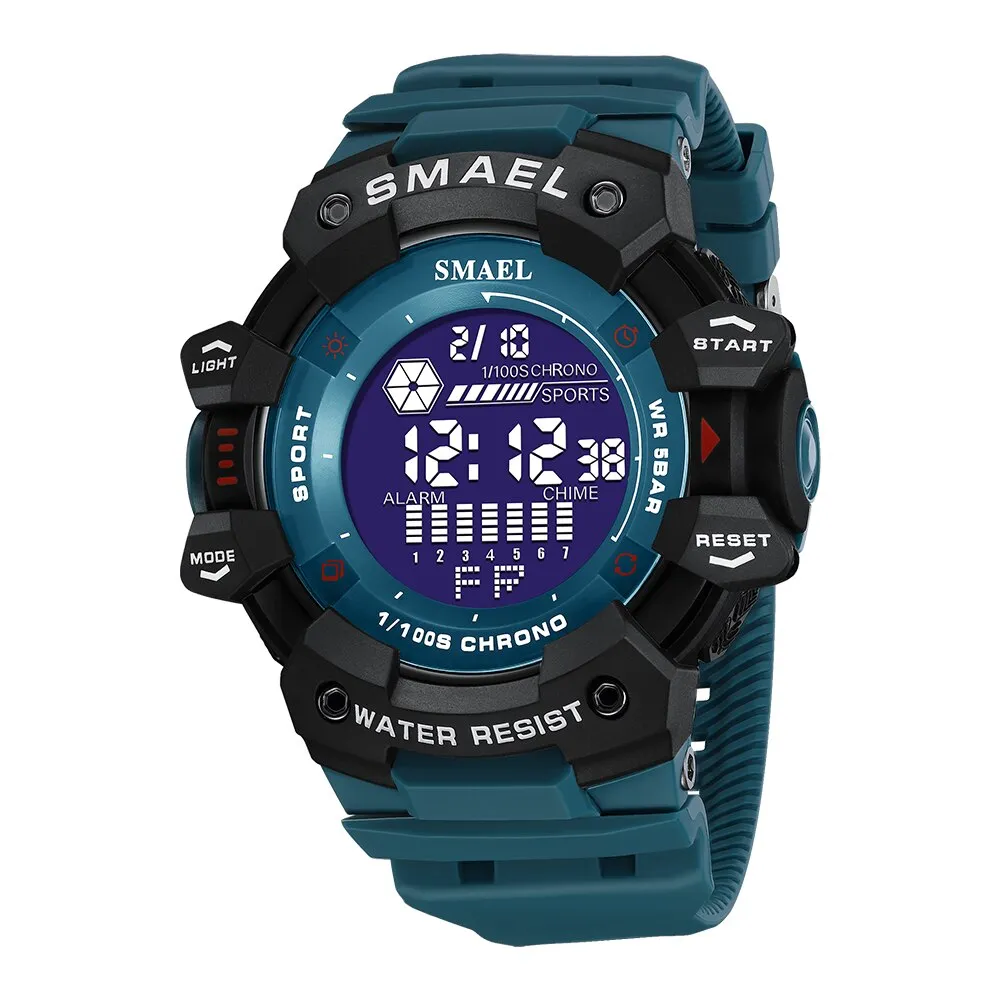 SMAEL Outdoor Sport Watch Digital Watches Men Fashion Led Light Stopwatch Alarm WristWatch Mens Big Dial Military Clock For Male