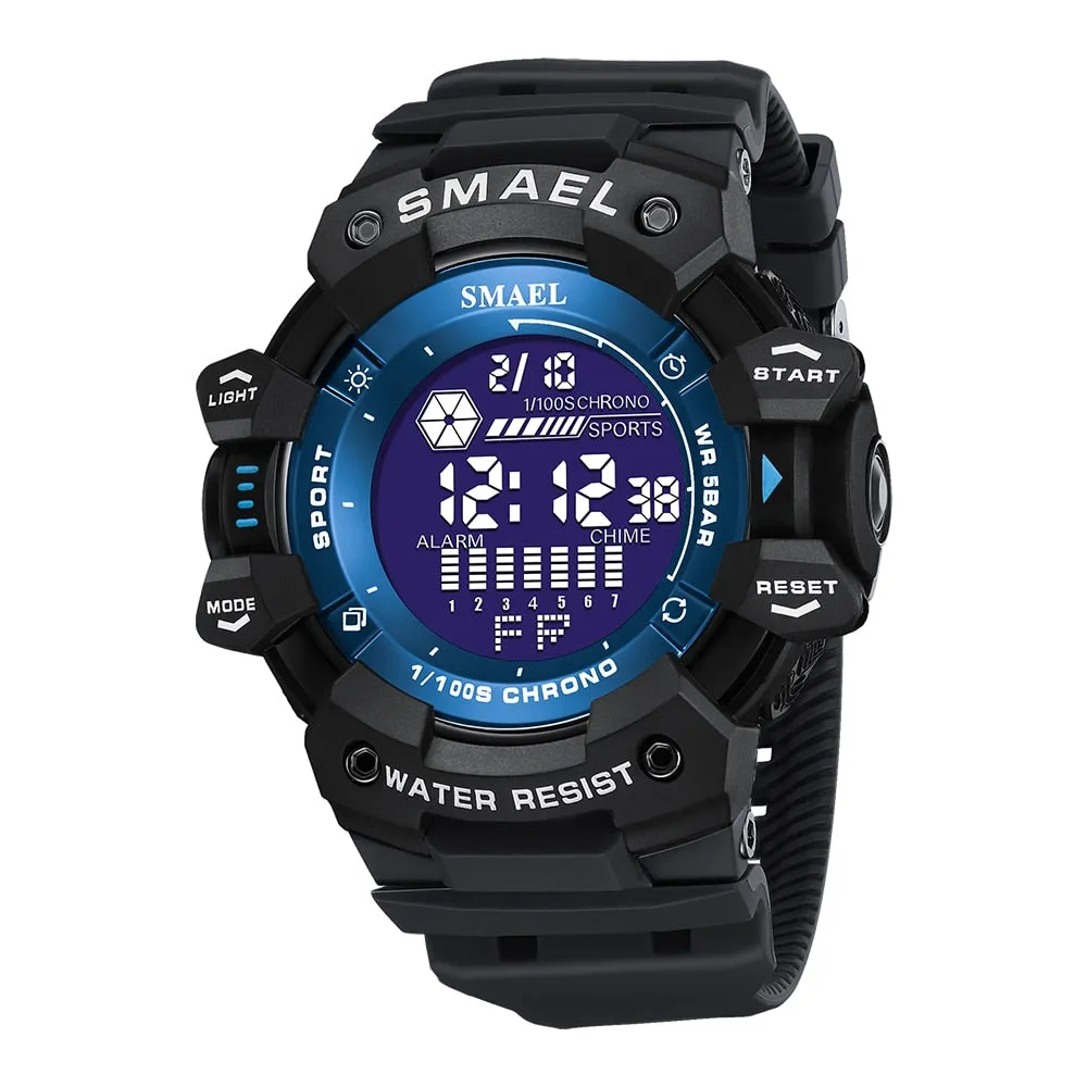 SMAEL Outdoor Sport Watch Digital Watches Men Fashion Led Light Stopwatch Alarm WristWatch Mens Big Dial Military Clock For Male