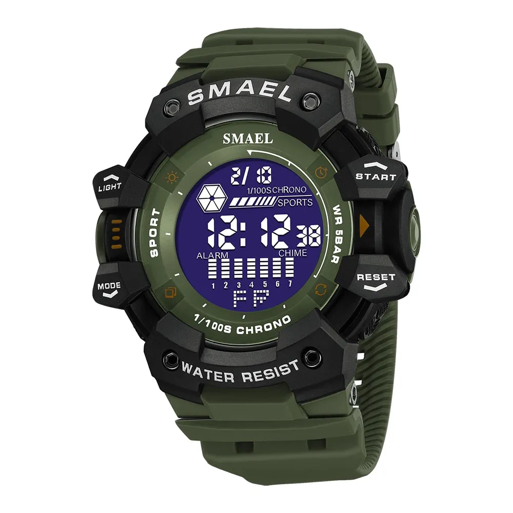 SMAEL Outdoor Sport Watch Digital Watches Men Fashion Led Light Stopwatch Alarm WristWatch Mens Big Dial Military Clock For Male