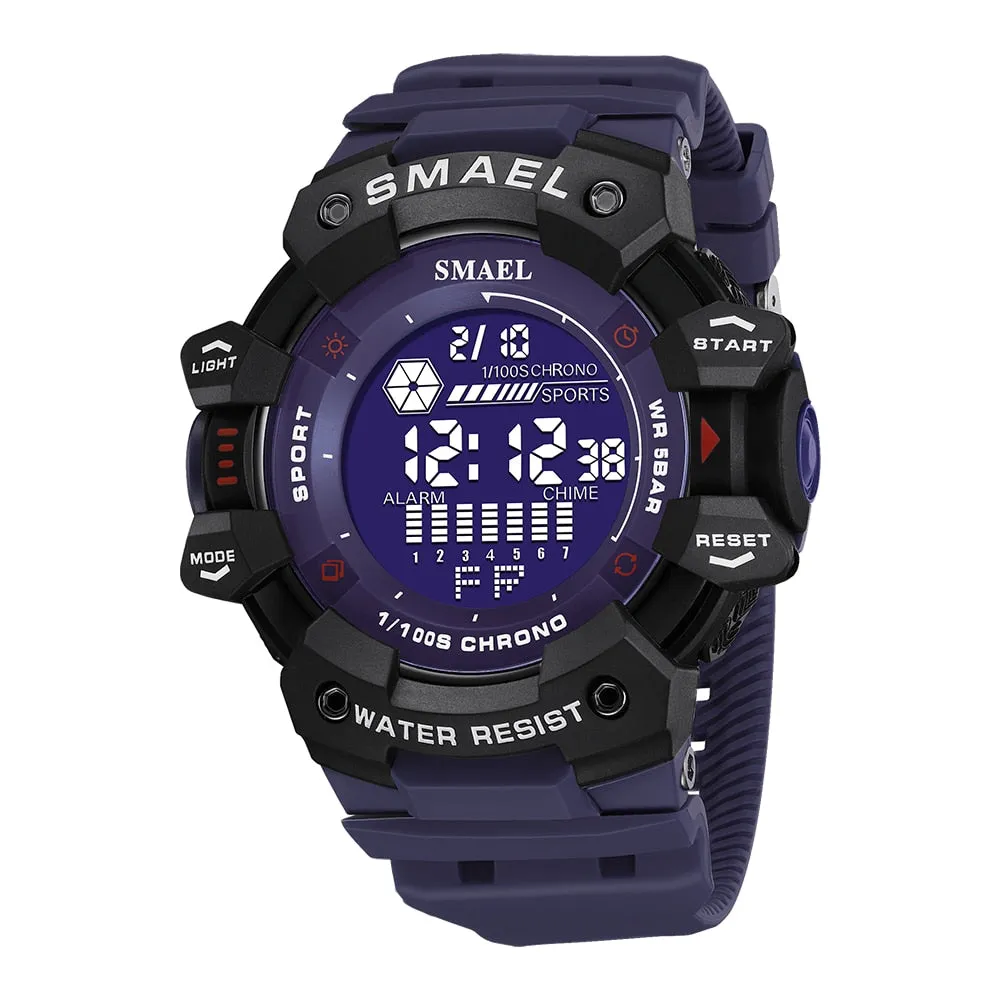 SMAEL Outdoor Sport Watch Digital Watches Men Fashion Led Light Stopwatch Alarm WristWatch Mens Big Dial Military Clock For Male