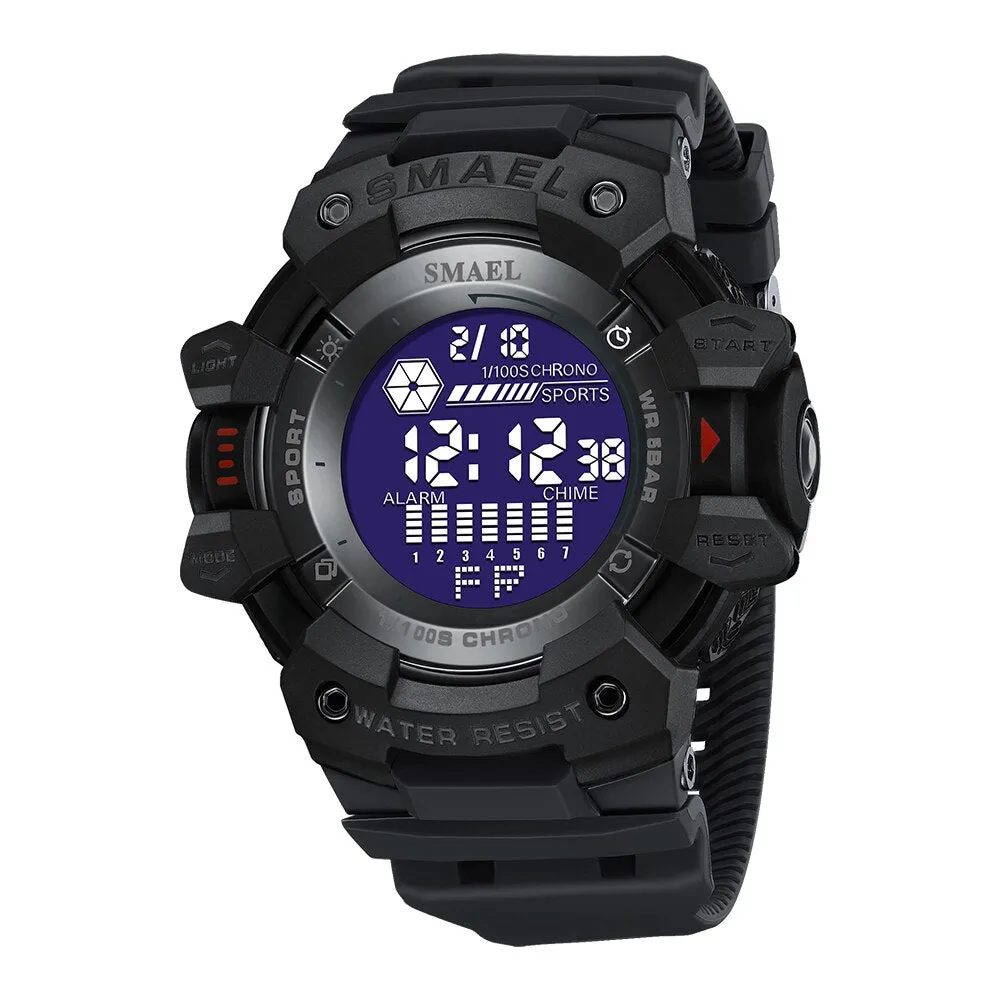 SMAEL Outdoor Sport Watch Digital Watches Men Fashion Led Light Stopwatch Alarm WristWatch Mens Big Dial Military Clock For Male