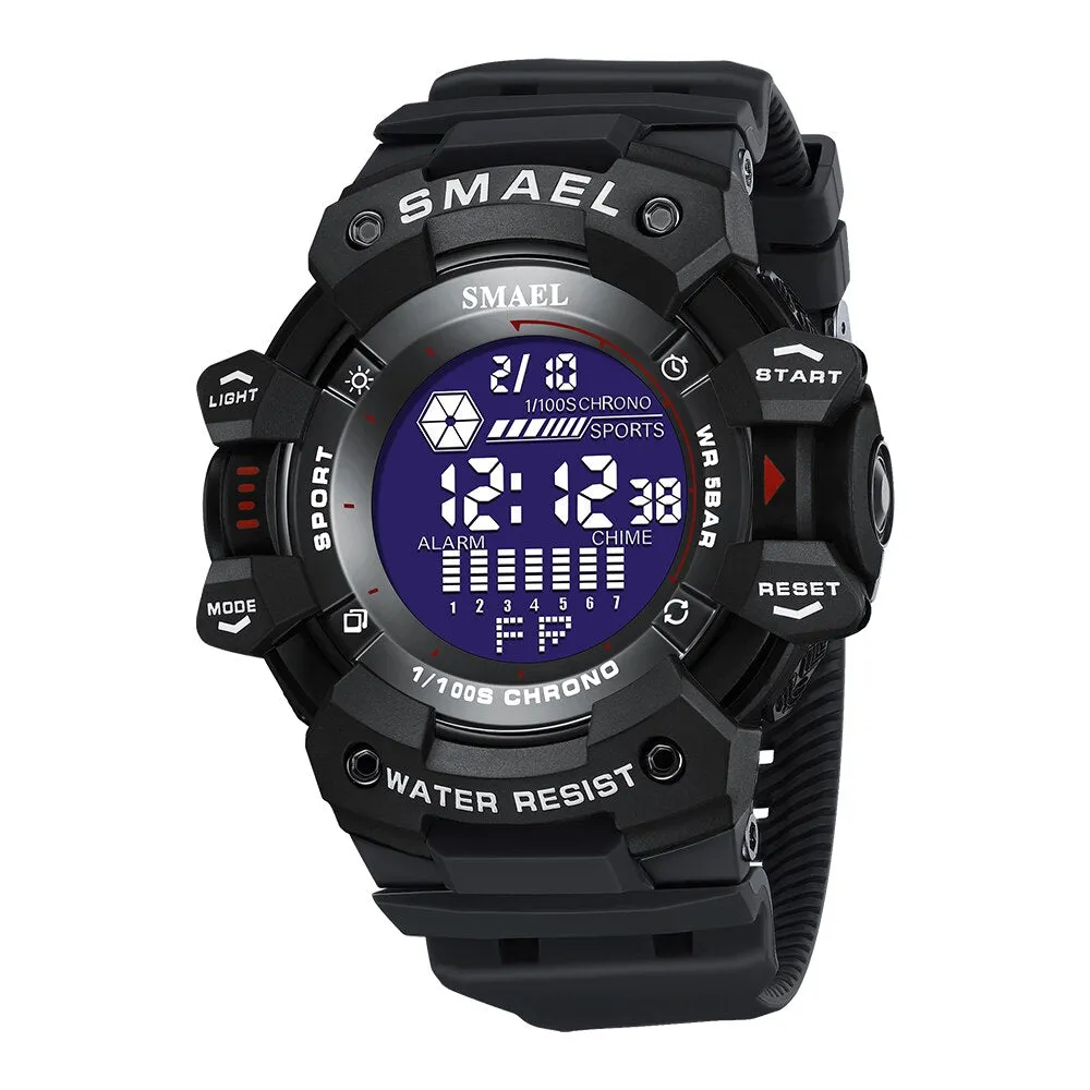 SMAEL Outdoor Sport Watch Digital Watches Men Fashion Led Light Stopwatch Alarm WristWatch Mens Big Dial Military Clock For Male