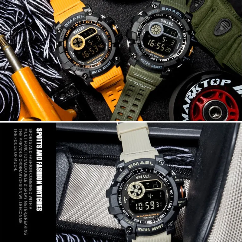 SMAEL Outdoor Sports Watches for Men Digital Watch Men&#39;s Electronic Military Clock Male Big Dial Fashion Watch Relogio Masculino