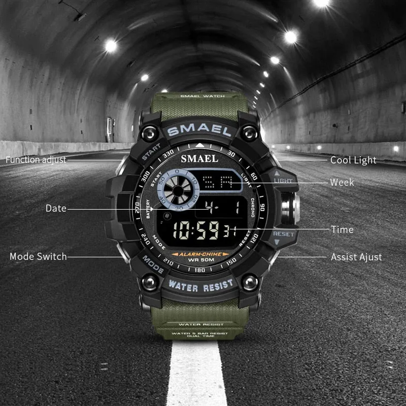 SMAEL Outdoor Sports Watches for Men Digital Watch Men&#39;s Electronic Military Clock Male Big Dial Fashion Watch Relogio Masculino
